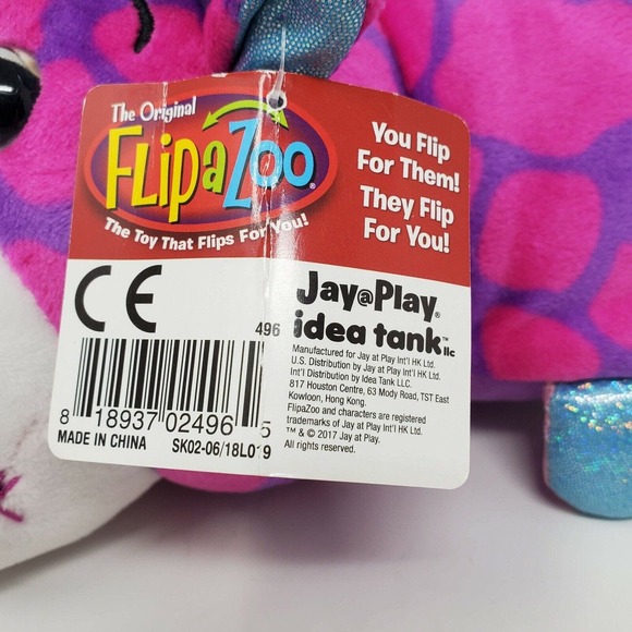 Flipazoo Plush Stuffed Animal 13" Hetal Hippo Janika Giraffe Sequin Reversible - Picture 5 of 11